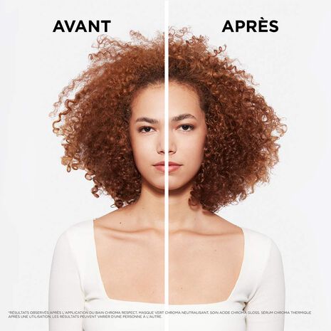 Avant/ Après utilisation Bain Chroma Respect Chroma Absolu  Kérastase