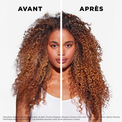 Avant/ Après utilisation Chroma Filler Chroma Absolu  Kérastase
