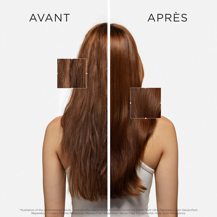 Avant/ Après utilisation Huile Gloss Réparatrice Premiere  Kérastase