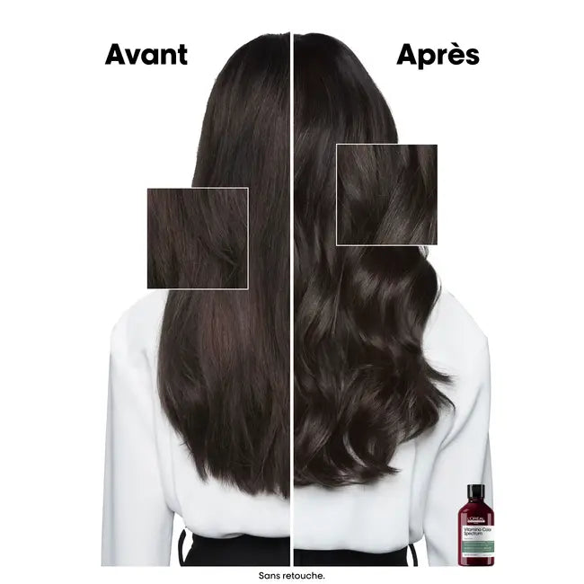 Avant/ Après utilisation shampoing vert Vitamino Spectrum L’Oréal