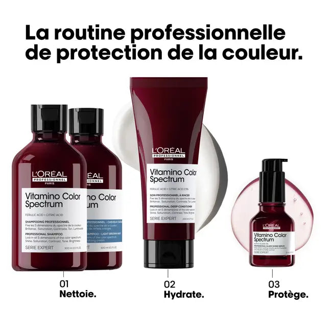 Présentation gamme Vitamino Spectrum pour le shampoing Bleu  L’Oréal