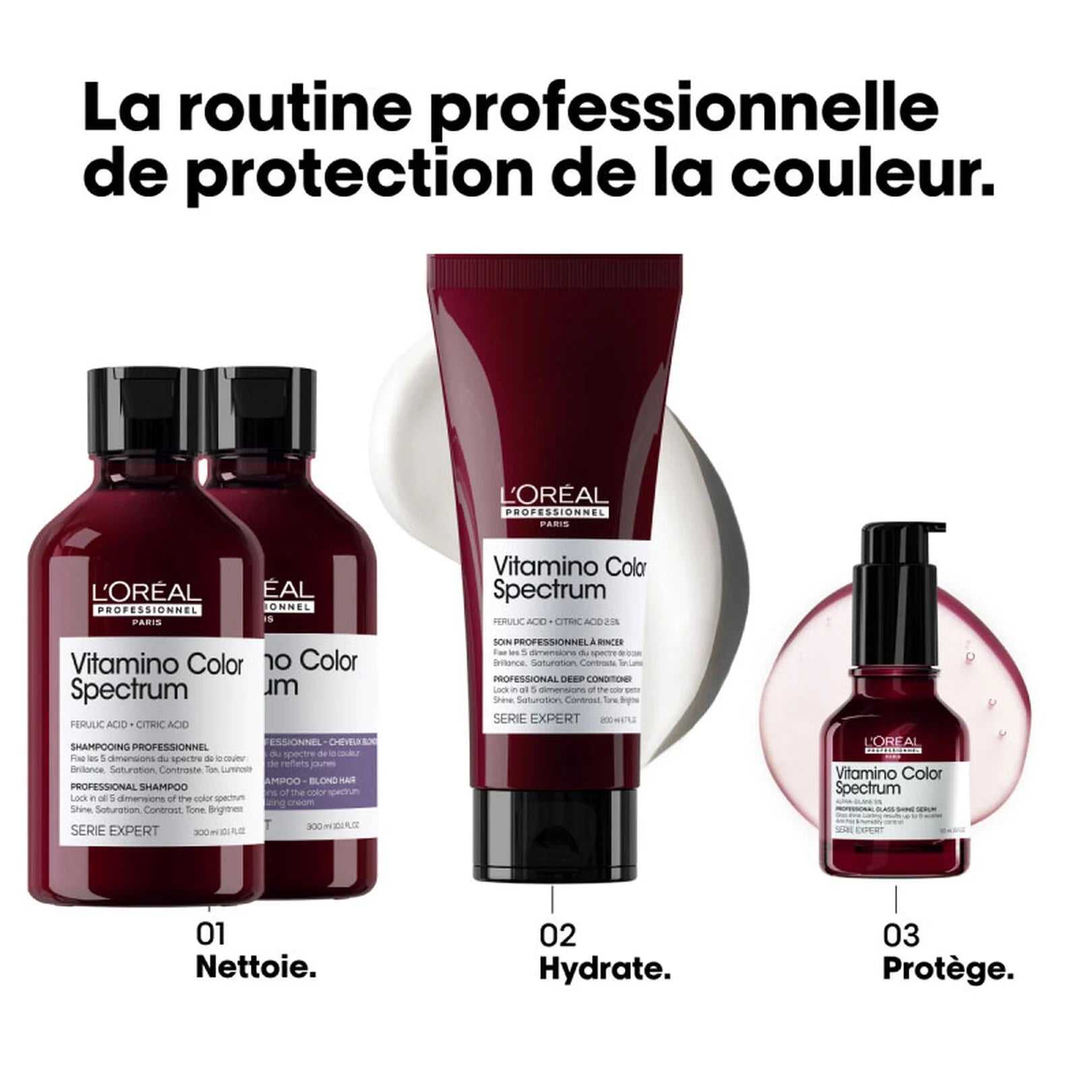 Présentation gamme Vitamino Spectrum pour le produit shampoing violet  L’Oréal