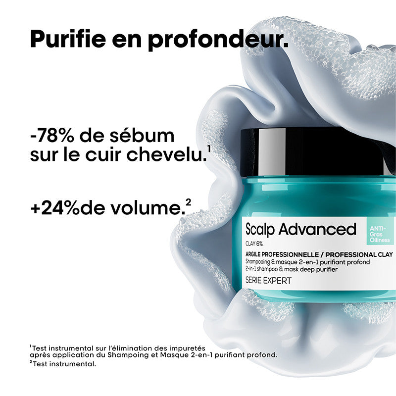 Description et produit de l'Argile Scalp Advanced L’Oréal Vue face 250ml