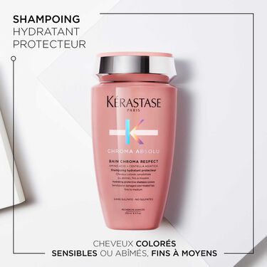 Description et produit du shampoing Bain Chroma Respect Chroma Absolu Kérastase- Vue face 250ml