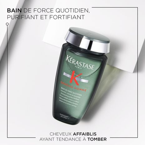 Description et produit du Bain Force Quotidien Genesis-Homme Kérastase- Vue face 250ml