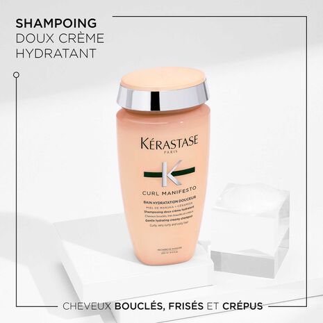 Description et produit du shampoing bain Hydratation Douceur  Curl Manifesto Kérastase- Vue face 250ml