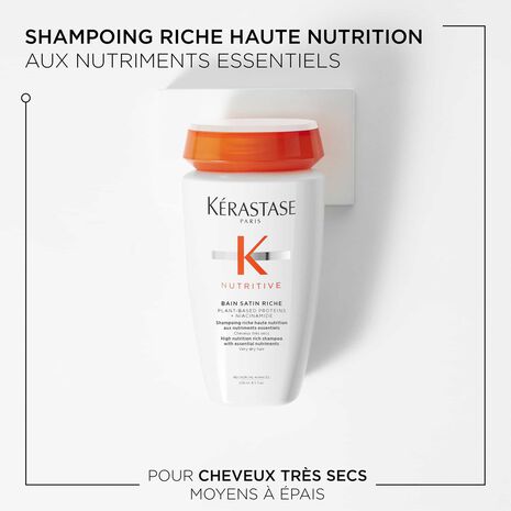 description et shampoing Bain Satin Riche Nutritive Kérastase - vue face 250ml