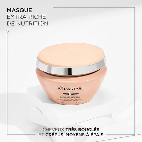 Description et produit du masque Beurre Haute Nutrition Curl Manifesto Kérastase- Vue face 200ml