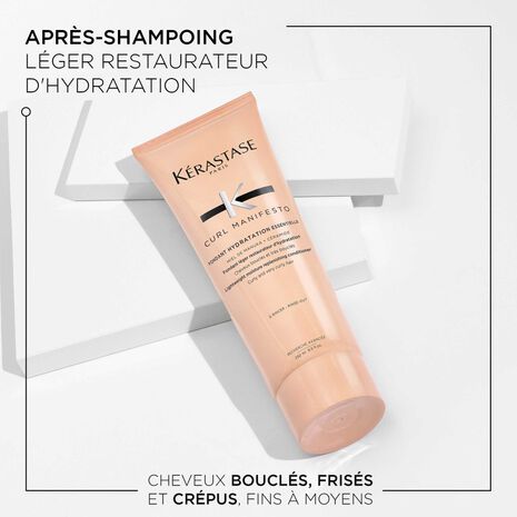 Description et produit de l'après shampoing Fondant Hydratation essentielle Curl Manifesto  Kérastase- Vue face 200ml