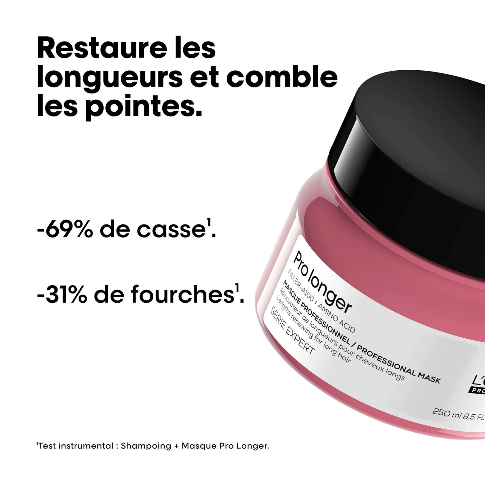 Description et produit du Masque Pro Longer L’Oréal Vue face 250ml