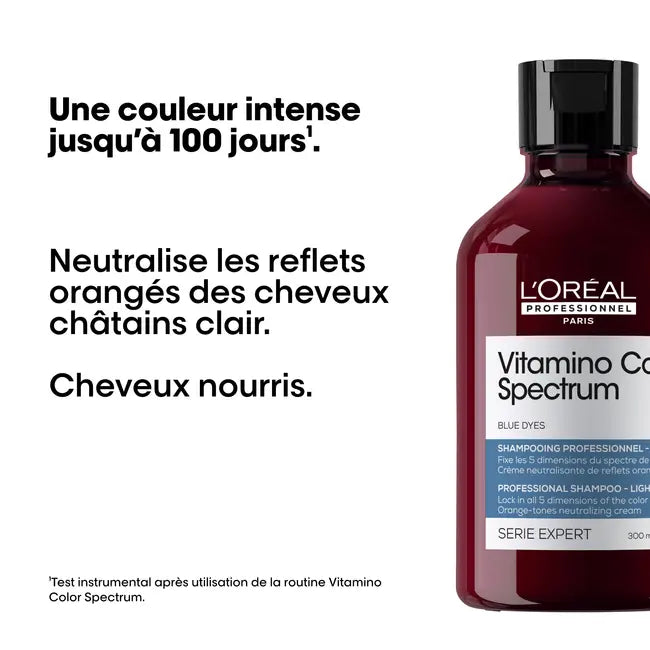 Description et produit du shampoing bleu  Vitamino Spectrum L’Oréal Vue face 300ml