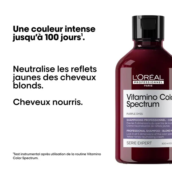 Description et produit du tShampoing Violet Vitamino Spectrum L’Oréal Vue face 150ml